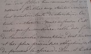 Autographe de Mère St Félix